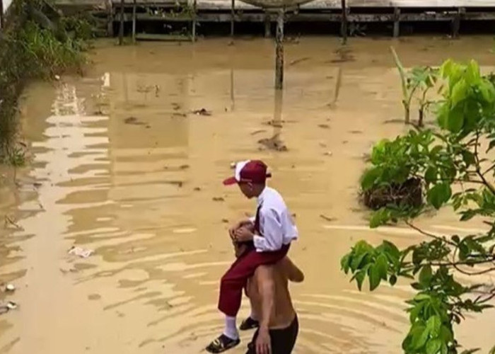 Hari Pertama Sekolah di Nunukan Diwarnai Banjir, Tiga Desa Sebatik Tengah Terendam