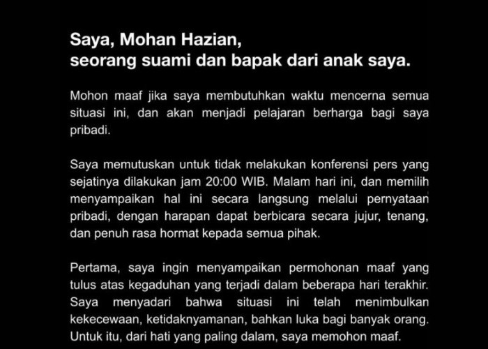Nama Mohan Hazian Terseret Isu Pelecehan Seksual Akhirnya Buka Suara dan Minta Maaf