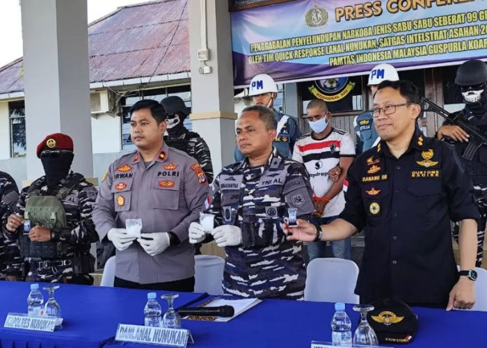 TNI AL dan Tim Gabungan Gagalkan Penyelundupan 99 Gram Sabu Asal Malaysia di Perbatasan Sebatik